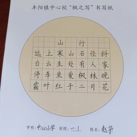 丰阳镇中心校教师练字展示活动第十八期