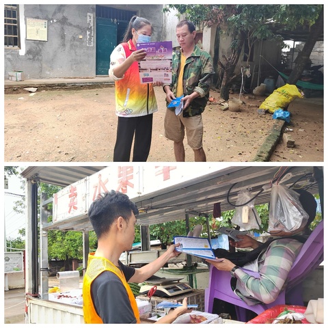 七叉村的网格员们入户开展禁毒宣传活动