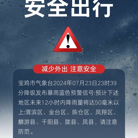 中国人寿财险宝鸡中心支公司雨天天气预警安全出行指南