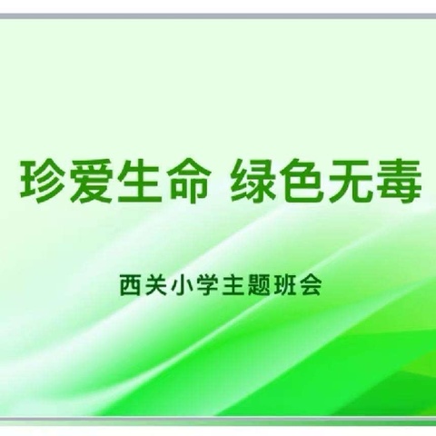 "让绿色走进家园，使生命远离污染"          记西关小学"珍爱生命   绿色无毒"主题班会