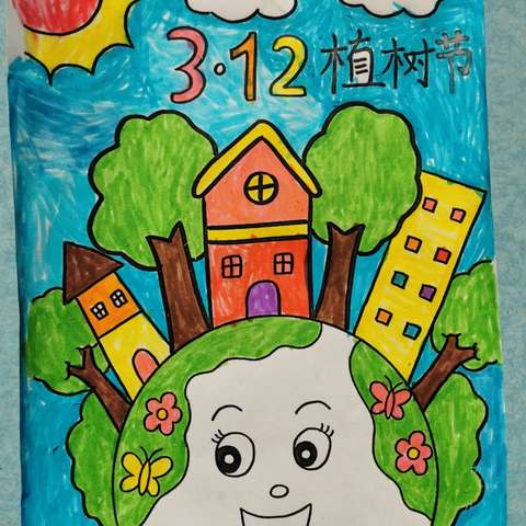 挪者幼儿园大班植树节周画展