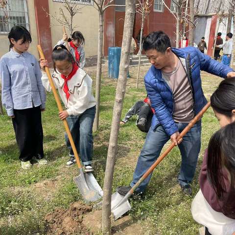 曹县常乐集镇马楼小学“我给小树浇桶水”活动