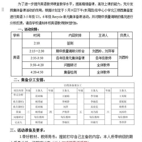 诗意初夏话教研 凝心聚力行致远 ——临沭街道中心小学集备活动（副本）