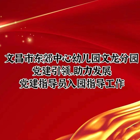 党建引领，助力发展——文昌市东郊中心幼儿园文龙分园党建指导员入园指导党建工作