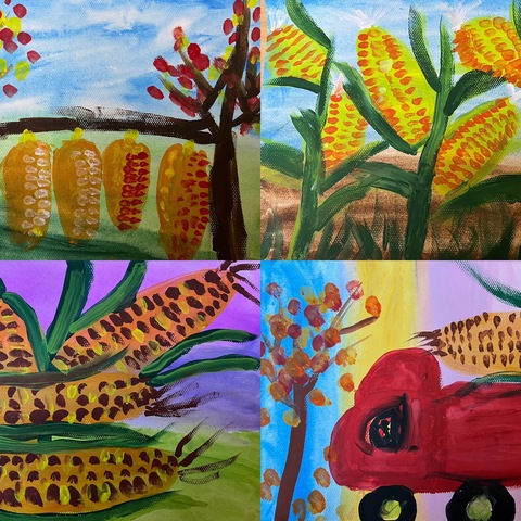 大班美术社团十月份活动内容：《玉米》 《我的好朋友》