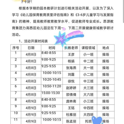 不负春日好时光 最美课堂尽芬芳 ——长丰双凤香港迦南力高西区幼儿园2024年春健康领域公开课