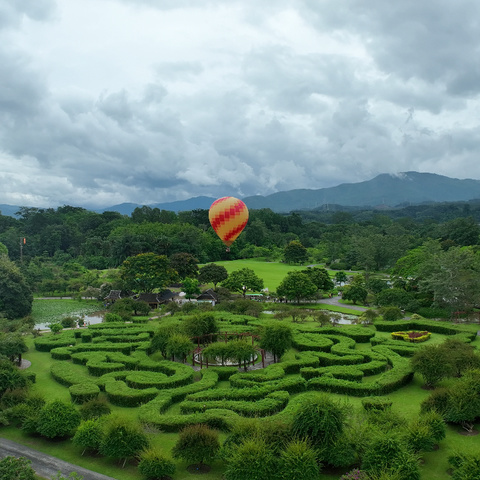 在中科院西双版纳植物园，我们第一次乘坐了热气球。