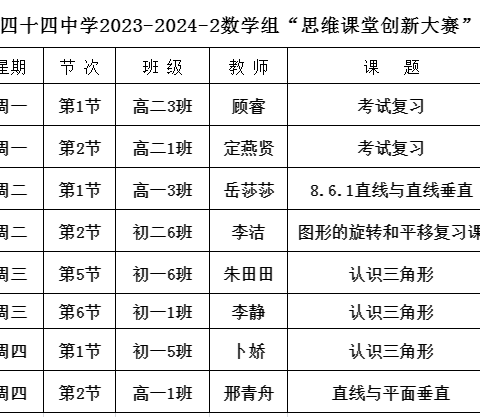 “创”课堂 “新”风采——西安市第四十四中学开展2024年思维课堂创新大赛（数学组）展评活动