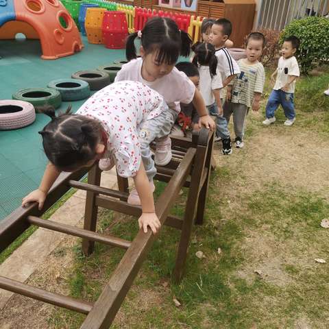 中二班户外自主游戏案例《玩转木梯》