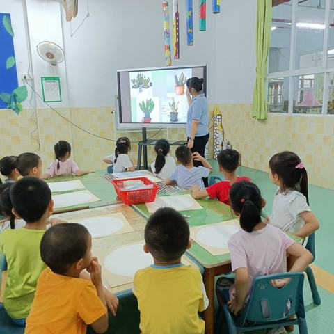 沙头村幼儿园大班级美术晚托班——《仙人掌》