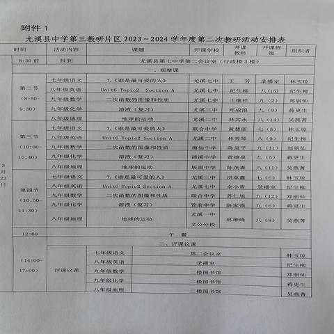 "教”无涯，"研”不尽 一一尤溪县中学第三教研片区2023~2024学年度第二次地理学科教研活动