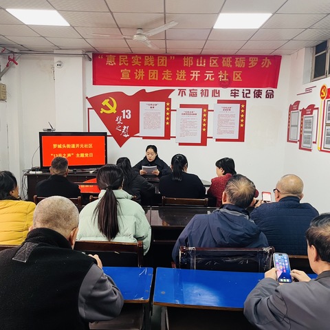 罗城头街道开元社区开展“十三号之声”主题党日活动