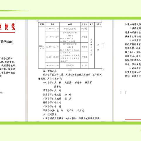 探究英语主题意义      引领单元整体教学——威戎镇学区英语名师工作室2024年春季学期第一次教研活动