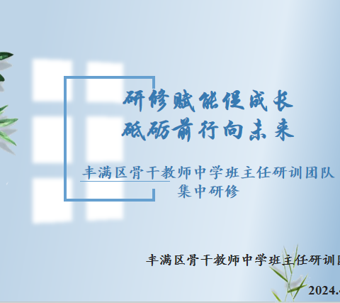 研训赋能促成长  砥砺前行向未来——丰满区骨干教师中学班主任研训团队集中研修