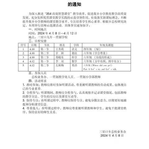 名师示范绽芳华 共研互学促成长 ---三星口乡总校名师示范课活动纪实