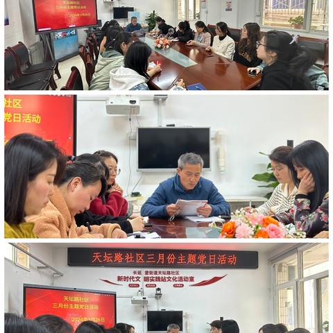 【长延发布】天坛路社区党总支召开2024年3月份主题党日活动 ——学习两会精神，把握时代脉搏