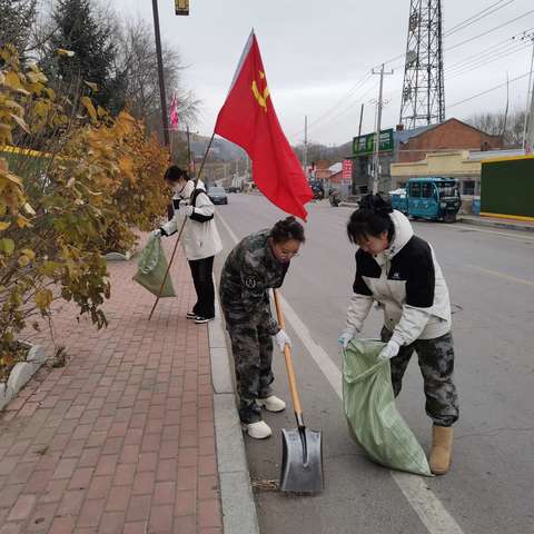 党建红引领志愿红 助力环境卫生整治