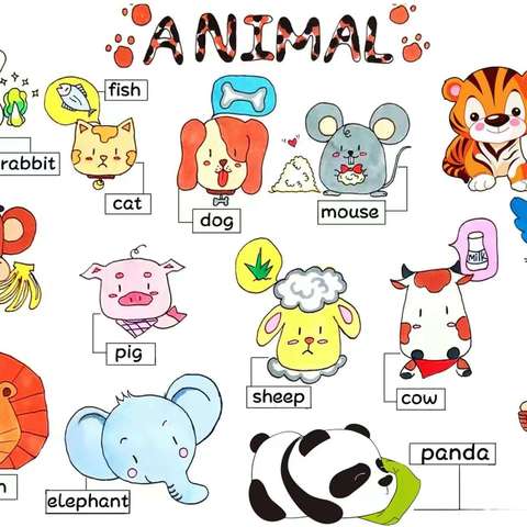 【I love animals 主题画】育人学校二年级英语实践活动