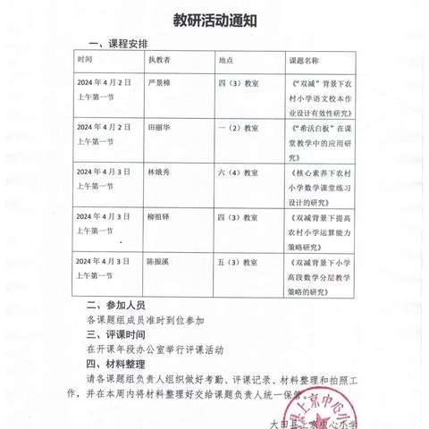 2022年县级立项课题TKTX-22100《双减背景下小学高段数学分层教学策略的研究 》研讨