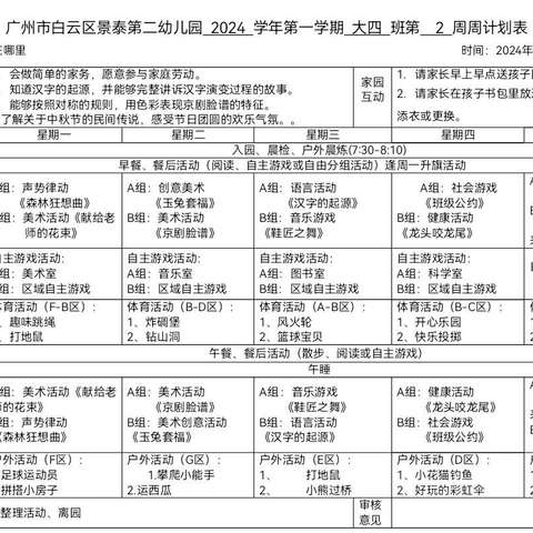 景泰第二幼儿园  大四班一周加油站