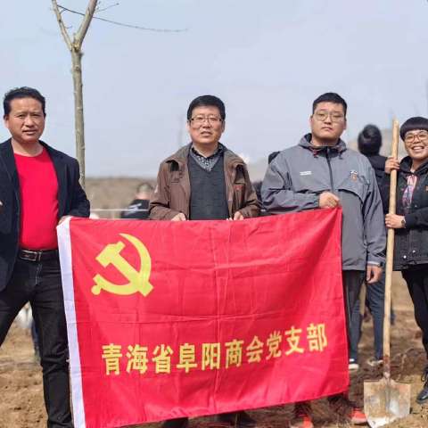 青海省阜阳商会参加义务植树活动