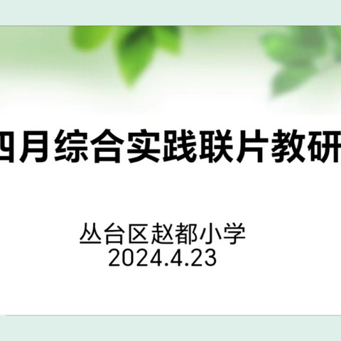 【集团化办学改革进行时】“研”以共进  “践”以致远——黎明集团赵都小学综合与实践教研纪实