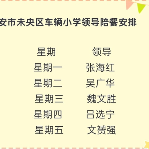 车辆小学教育联合体本周食谱