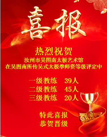 汝州市吴图南太极艺术馆喜报