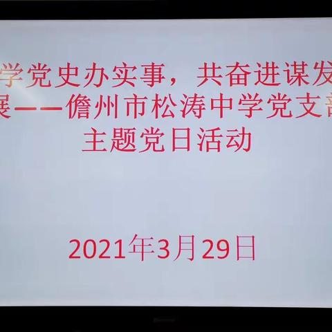 学党史办实事，共奋进谋发展一一儋州市松涛中学党支部主题党日活动