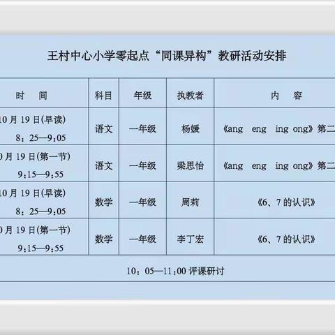 同样的舞台   别样的精彩——王村中心小学开展零起点“同课异构”教研活动