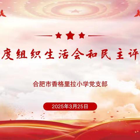 合肥市香格里拉小学党支部召开2024年度组织生活会和开展民主评议党员