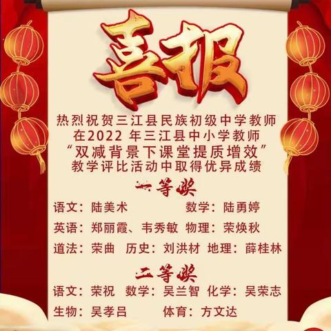 立足校本教研，达成出彩课堂  ——三江民中在“双减提质”的课赛中取得优异的成绩