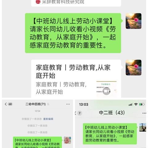 家园共携手，劳动伴成长——小课题组开展中班劳动教育线上小课堂活动