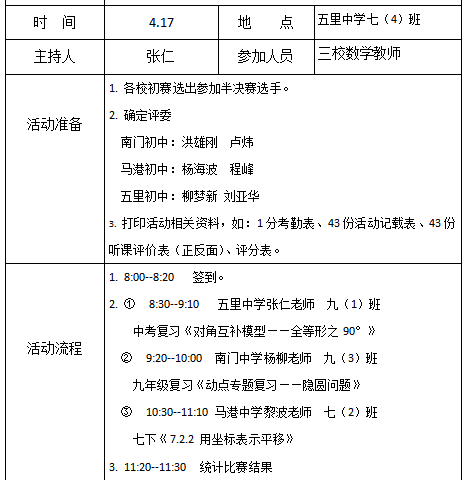 教与研携手 学与思并肩 ——记第五片区初中数学组第二次教研活动暨中青年教师优质课半决赛